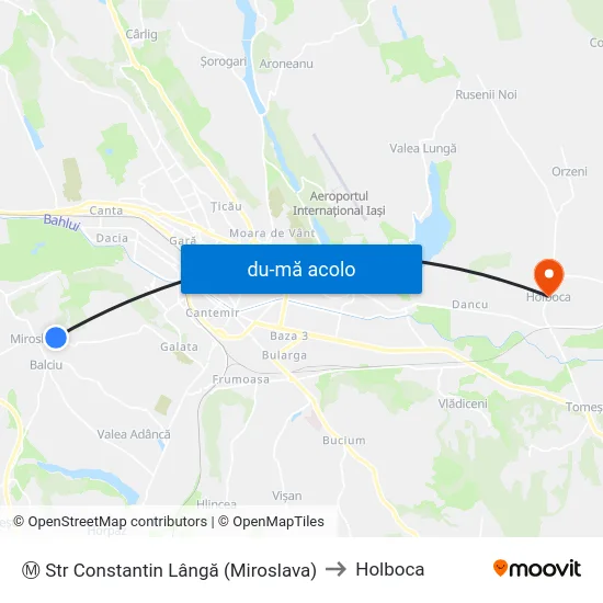 Harta de Ⓜ Str Constantin Lângă (Miroslava) către Holboca