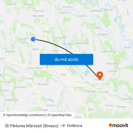 Harta de Ⓜ Pădurea Mârzești (Breazu) către Holboca