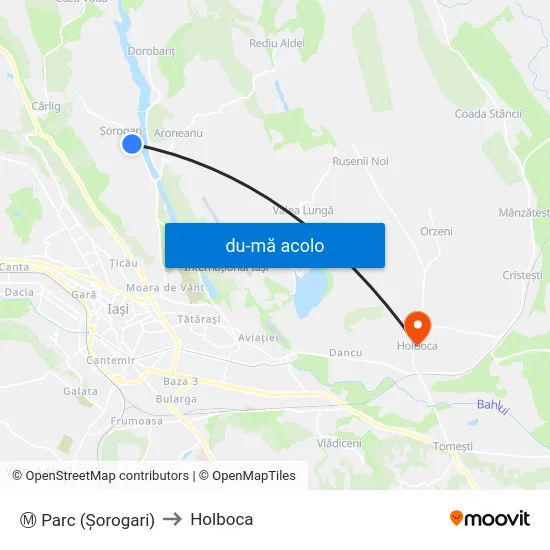 Harta de Ⓜ Parc (Șorogari) către Holboca