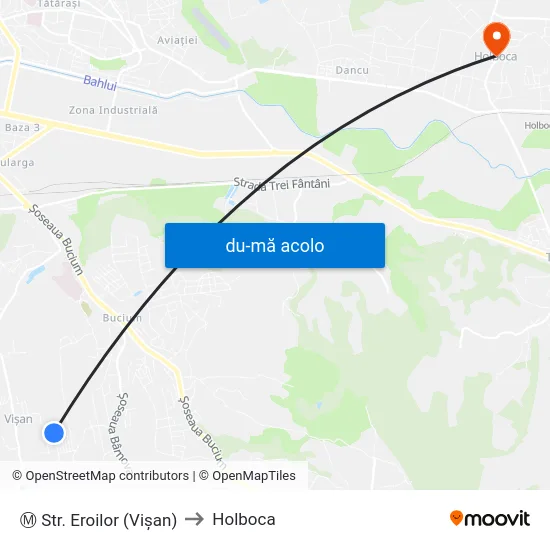 Harta de Ⓜ Str. Eroilor (Vişan) către Holboca