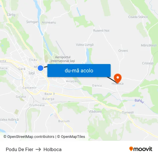 Harta de Podu De Fier către Holboca