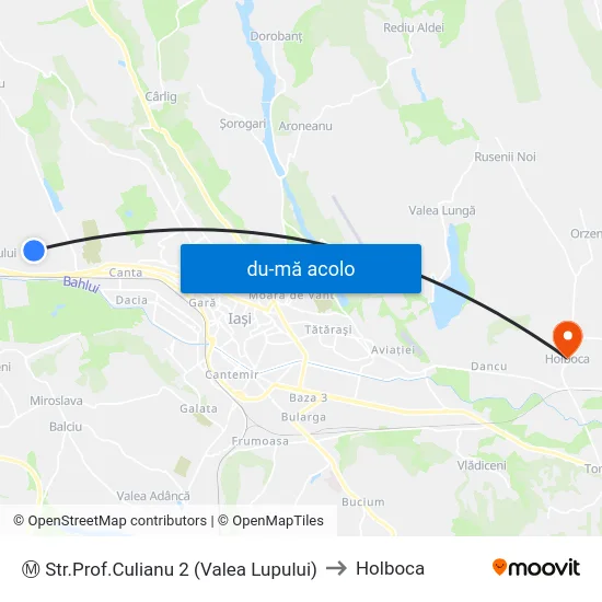 Harta de Ⓜ Str.Prof.Culianu 2 (Valea Lupului) către Holboca