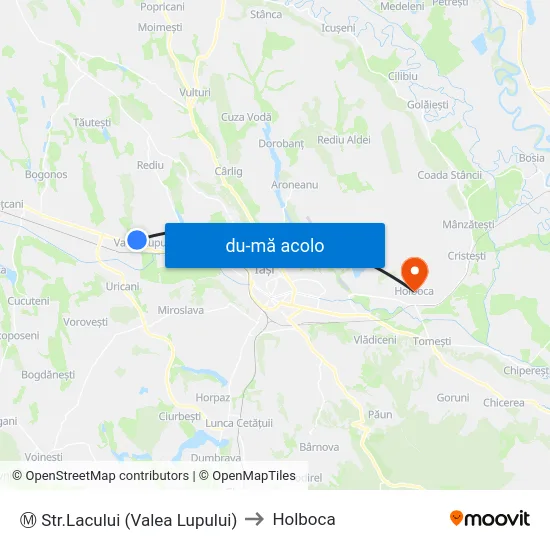 Harta de Ⓜ Str.Lacului (Valea Lupului) către Holboca