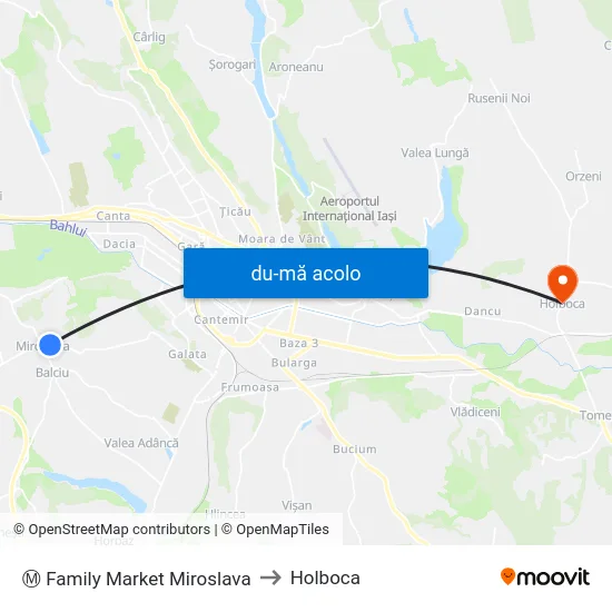 Harta de Ⓜ Family Market Miroslava către Holboca