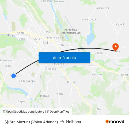 Harta de Ⓜ Str. Mazuru (Valea Adâncă) către Holboca