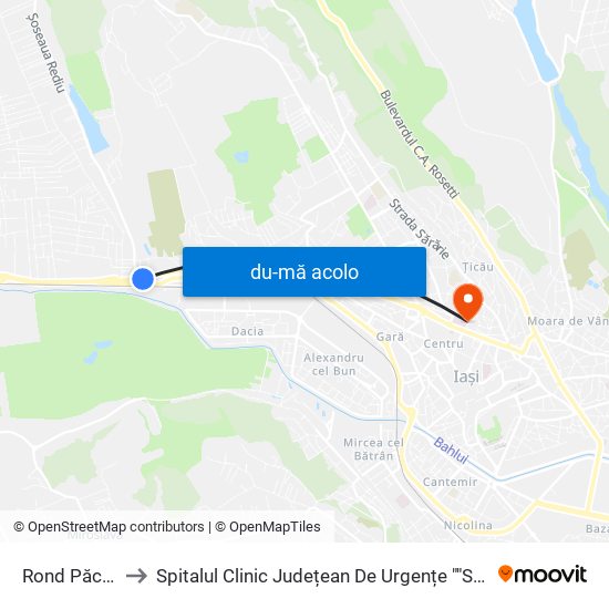 Harta de Rond Păcurari către Spitalul Clinic Județean De Urgențe ""Sf. Spiridon""