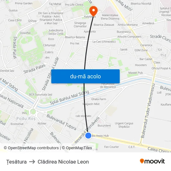 Harta de Țesătura către Clădirea Nicolae Leon