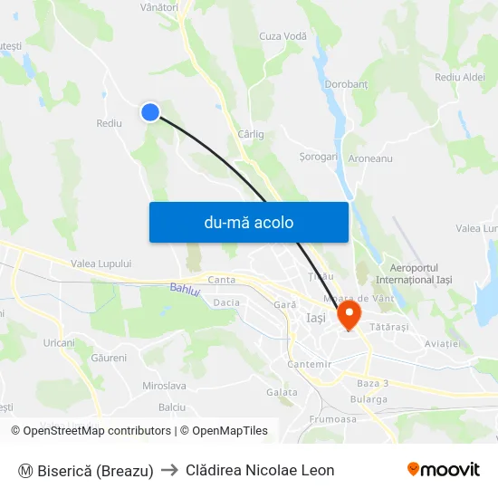 Harta de Ⓜ Biserică (Breazu) către Clădirea Nicolae Leon