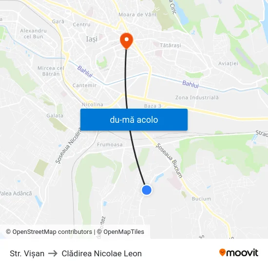 Harta de Str. Vişan către Clădirea Nicolae Leon