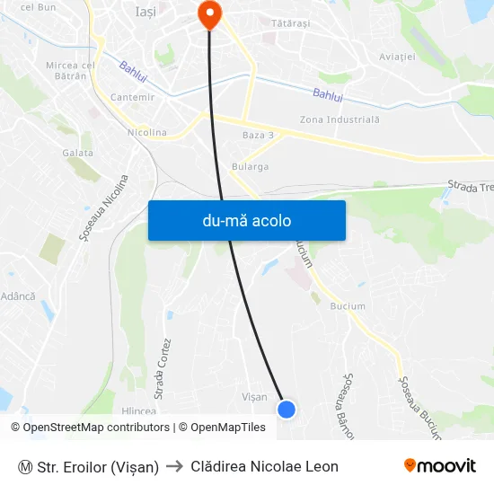 Harta de Ⓜ Str. Eroilor (Vişan) către Clădirea Nicolae Leon