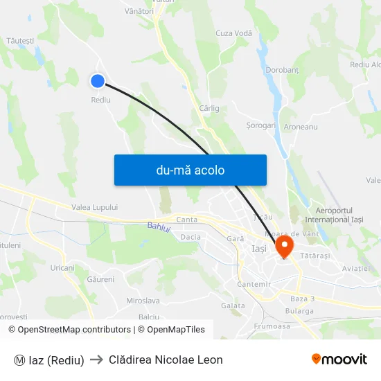 Harta de Ⓜ Iaz (Rediu) către Clădirea Nicolae Leon