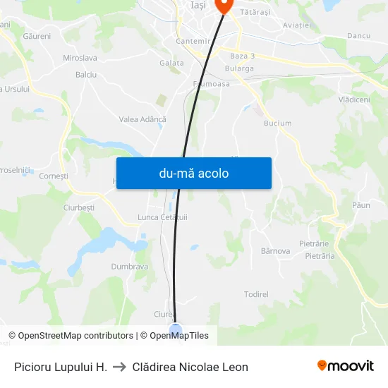 Harta de Picioru Lupului H. către Clădirea Nicolae Leon