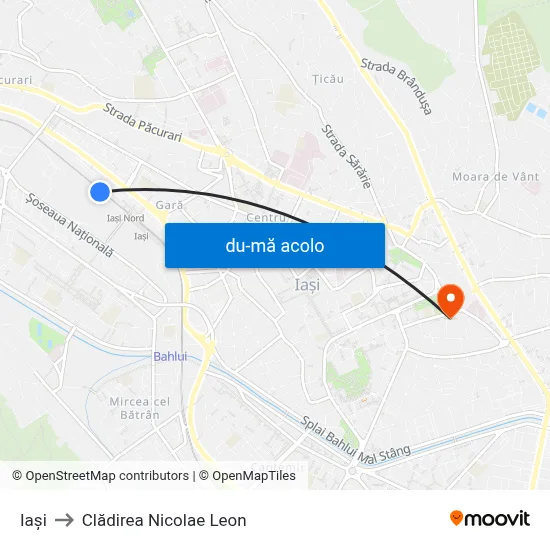 Harta de Iaşi către Clădirea Nicolae Leon