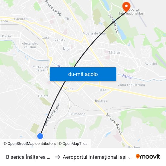 Harta de Biserica Înălțarea Domnului către Aeroportul Internațional Iași - Terminalul 2