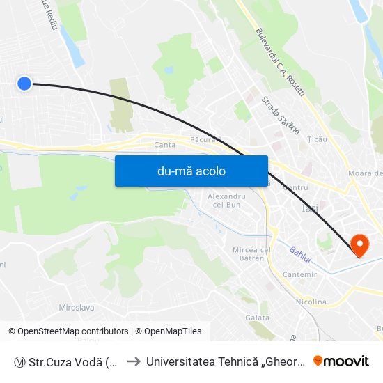 Harta de Ⓜ Str.Cuza Vodă (Valea Lupului) către Universitatea Tehnică „Gheorghe Asachi” Din Iași