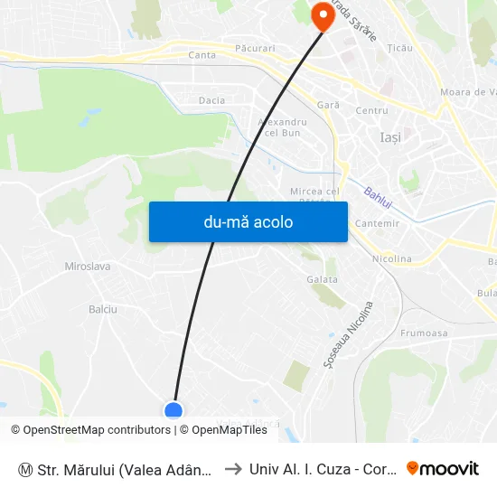 Harta de Ⓜ Str. Mărului (Valea Adâncă) către Univ Al. I. Cuza - Corp I