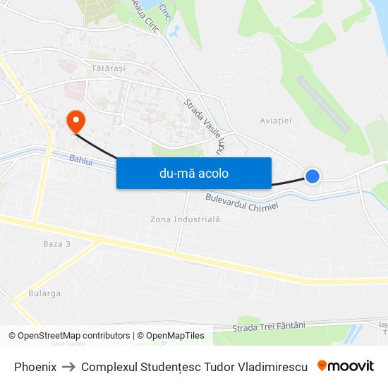 Harta de Phoenix către Complexul Studențesc Tudor Vladimirescu