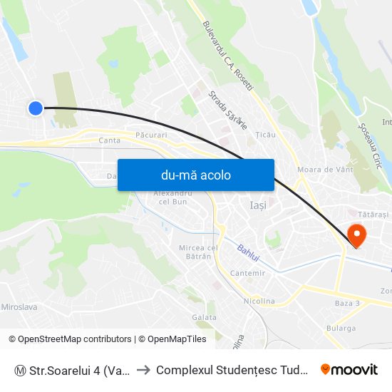 Harta de Ⓜ Str.Soarelui 4 (Valea Lupului) către Complexul Studențesc Tudor Vladimirescu