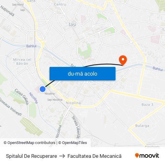 Harta de Spitalul De Recuperare către Facultatea De Mecanică