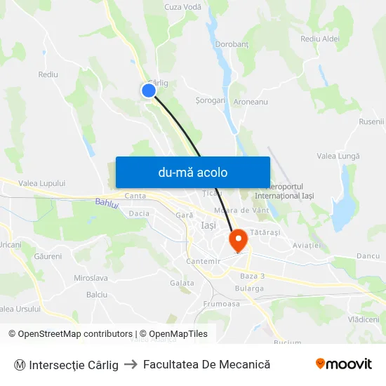 Harta de Ⓜ Intersecţie Cârlig către Facultatea De Mecanică