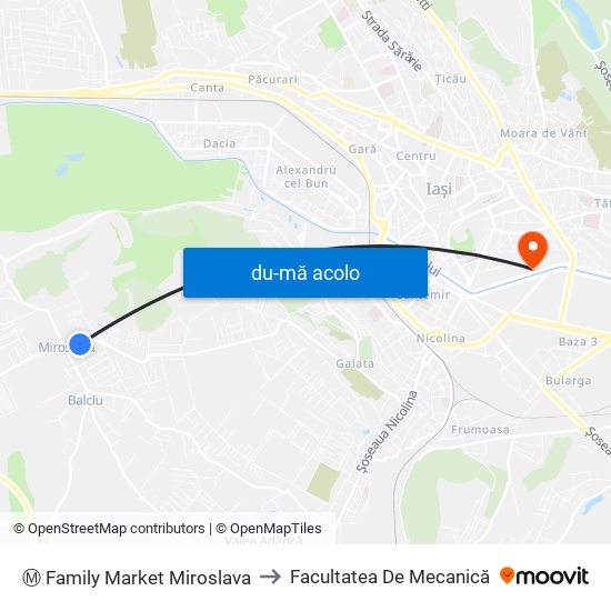 Harta de Ⓜ Family Market Miroslava către Facultatea De Mecanică