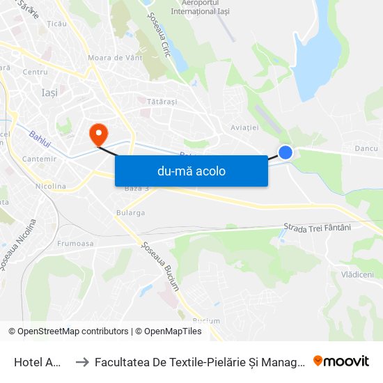 Harta de Hotel Amadeo către Facultatea De Textile-Pielărie Și Management Industrial