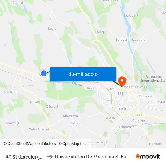 Harta de Ⓜ Str.Lacului (Valea Lupului) către Universitatea De Medicină Și Famacie “Grigore T. Popa Iași