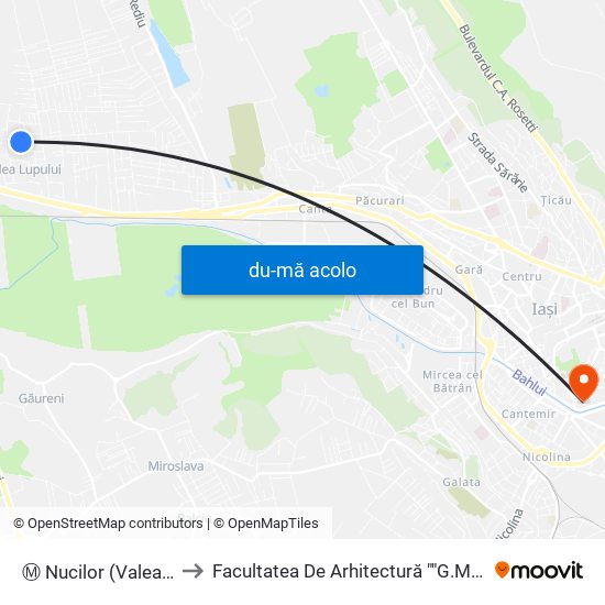 Harta de Ⓜ Nucilor (Valea Lupului) către Facultatea De Arhitectură ""G.M. Cantacuzino""