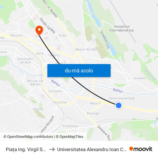 Harta de Piața Ing. Virgil Săhleanu către Universitatea Alexandru Ioan Cuza Din Iași