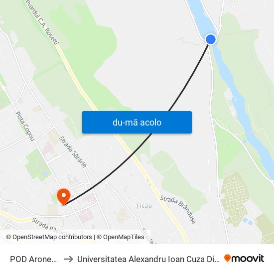 Harta de POD Aroneanu către Universitatea Alexandru Ioan Cuza Din Iași