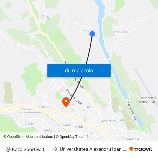 Harta de Ⓜ Baza Sportivă (Șorogari) către Universitatea Alexandru Ioan Cuza Din Iași