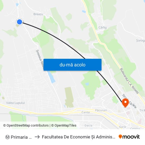 Harta de Ⓜ Primaria (Rediu) către Facultatea De Economie Și Administrarea Afacerilor