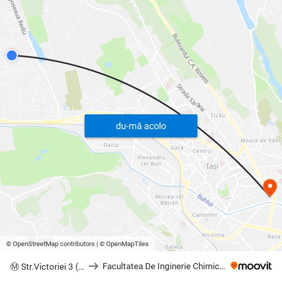 Harta de Ⓜ Str.Victoriei 3 (Valea Lupului) către Facultatea De Inginerie Chimică Și Protecția Mediului