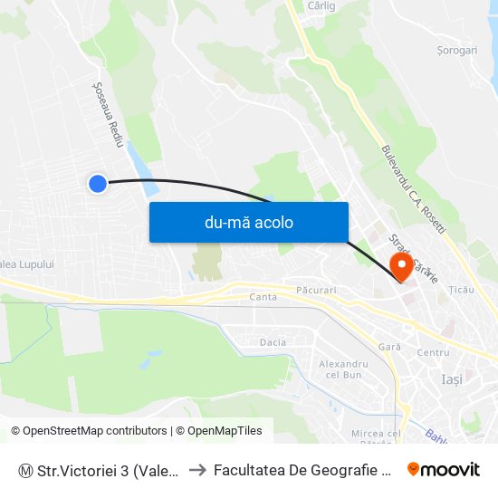 Harta de Ⓜ Str.Victoriei 3 (Valea Lupului) către Facultatea De Geografie Și Geologie