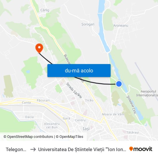 Harta de Telegondola 2 către Universitatea De Știintele Vieții ""Ion Ionescu De La Brad""
