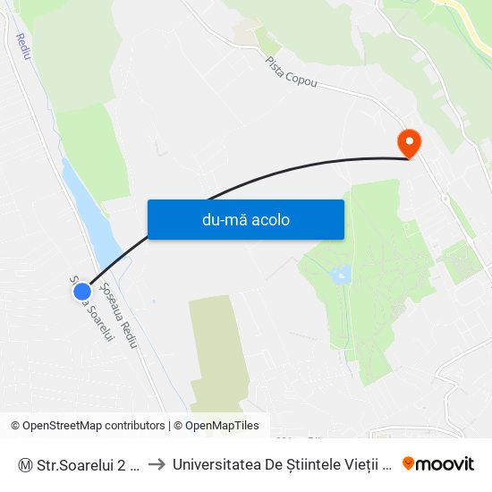 Harta de Ⓜ Str.Soarelui 2 (Valea Lupului) către Universitatea De Știintele Vieții ""Ion Ionescu De La Brad""