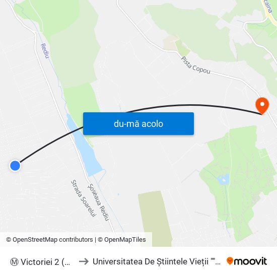 Harta de Ⓜ Victoriei 2 (Valea Lupului) către Universitatea De Știintele Vieții ""Ion Ionescu De La Brad""