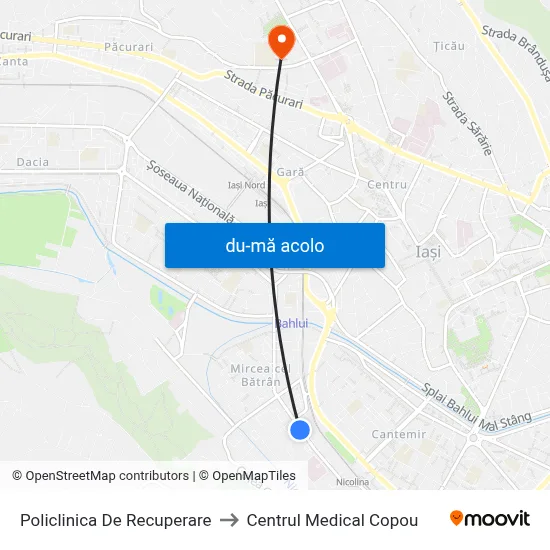 Harta de Policlinica De Recuperare către Centrul Medical Copou