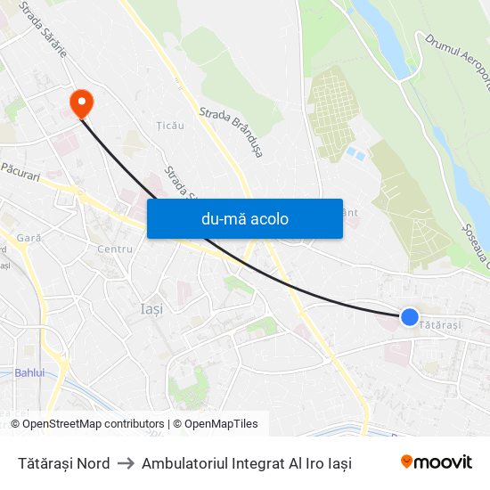 Harta de Tătărași Nord către Ambulatoriul Integrat Al Iro Iași