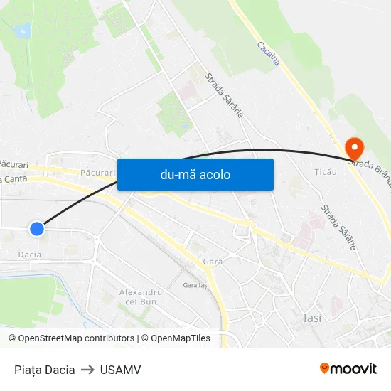 Harta de Piața Dacia către USAMV