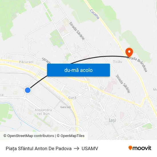 Harta de Piața Sfântul Anton De Padova către USAMV