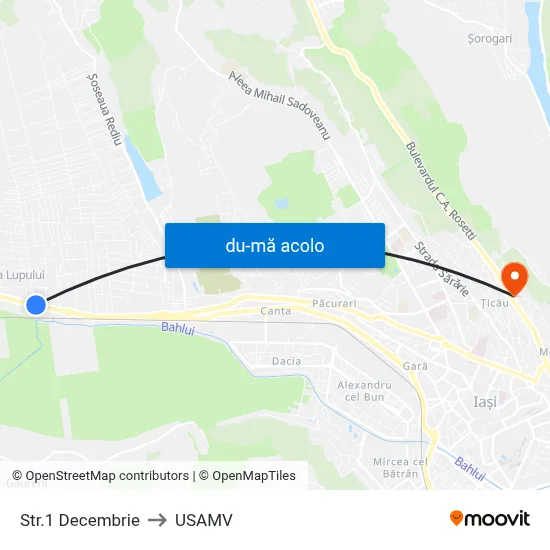 Harta de Str.1 Decembrie către USAMV