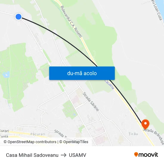 Harta de Casa Mihail Sadoveanu către USAMV