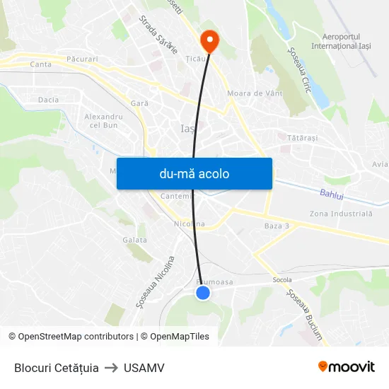 Harta de Blocuri Cetățuia către USAMV