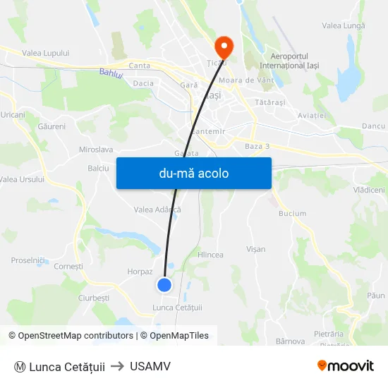 Harta de Ⓜ Lunca Cetățuii către USAMV