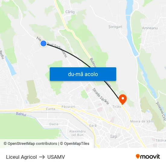 Harta de Liceul Agricol către USAMV