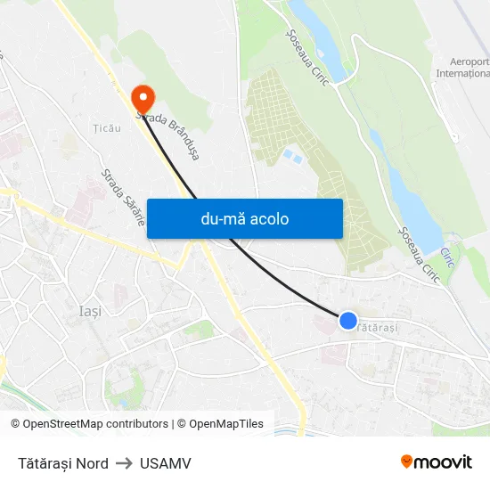 Harta de Tătărași Nord către USAMV