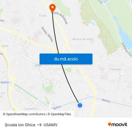Harta de Școala Ion Ghica către USAMV