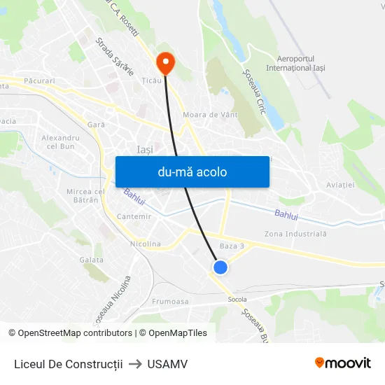 Harta de Liceul De Construcții către USAMV