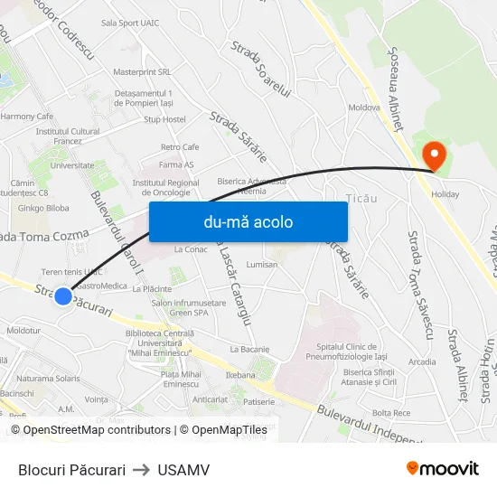 Harta de Blocuri Păcurari către USAMV